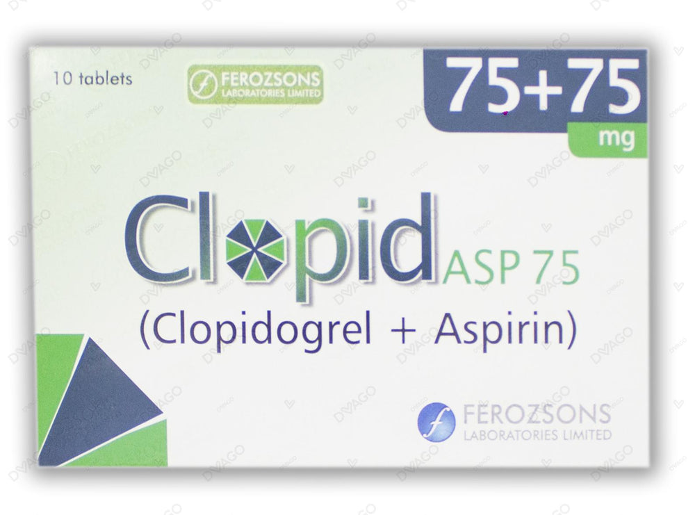 Clopid ASP Tablets 75/75mg (1 Box = 1 Strip)(1 Strip = 10 Tablets)