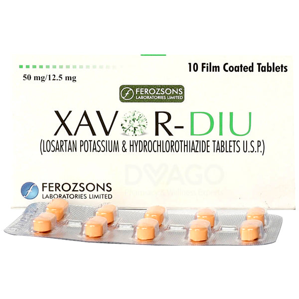 Xavor-DIU Tablets 50mg/12.5mg (1 Box = 1 Strip)(1 Strip = 10 Tablets)