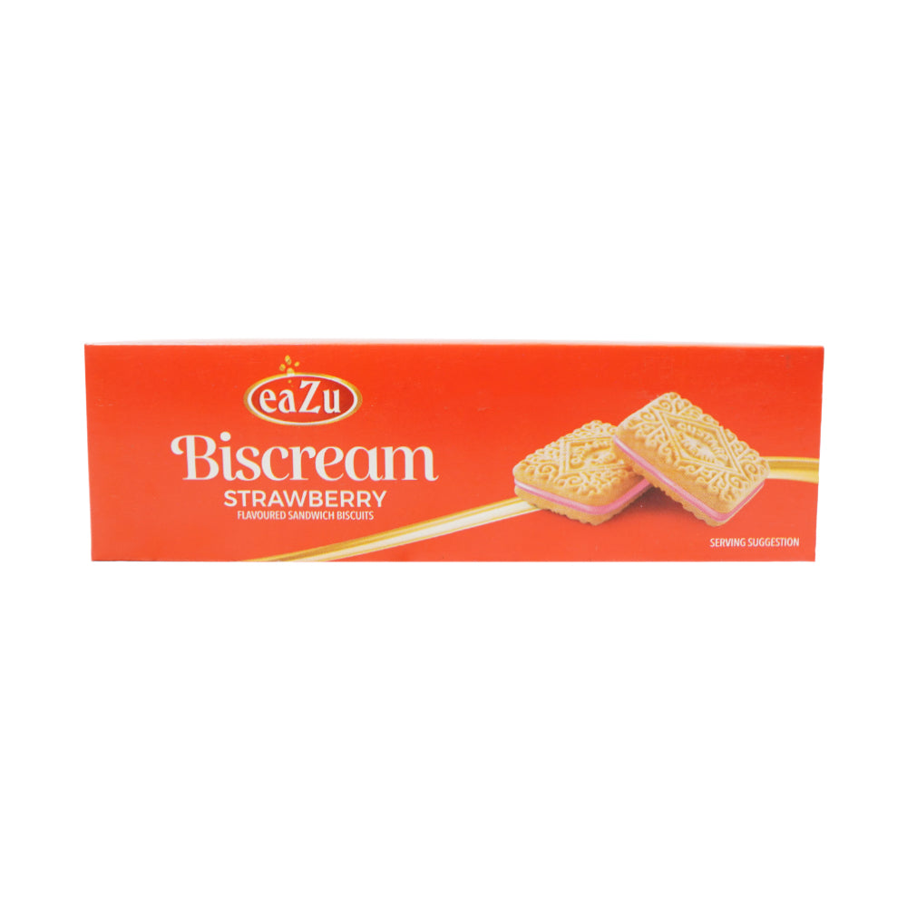EAZU BISCREAM SANDWICH BISCUIT STRAWBERRY 90 GM Default Title - MamasJan GroceryFoods