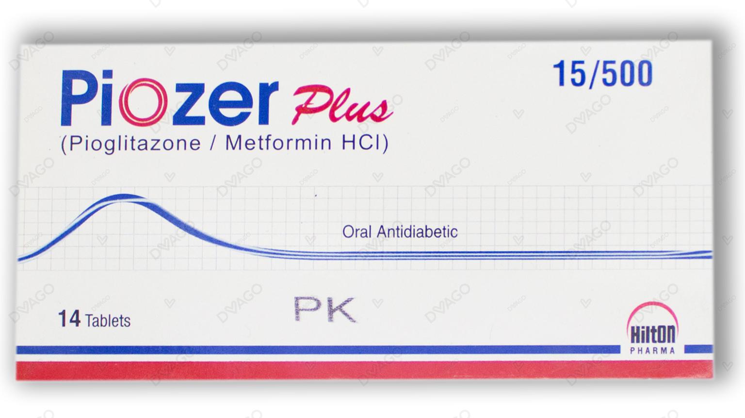 Piozer Plus Tablets 15mg/500mg (1 Box = 1 Strip)(1 Strip = 14 Tablets)