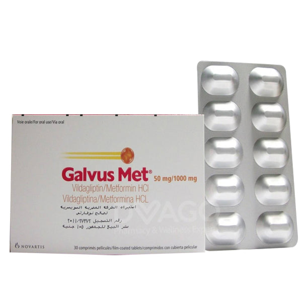 Galvus Met Tablets 50/1000mg (1 Box = 3 Strips) (1 Strip = 10 Tablets)