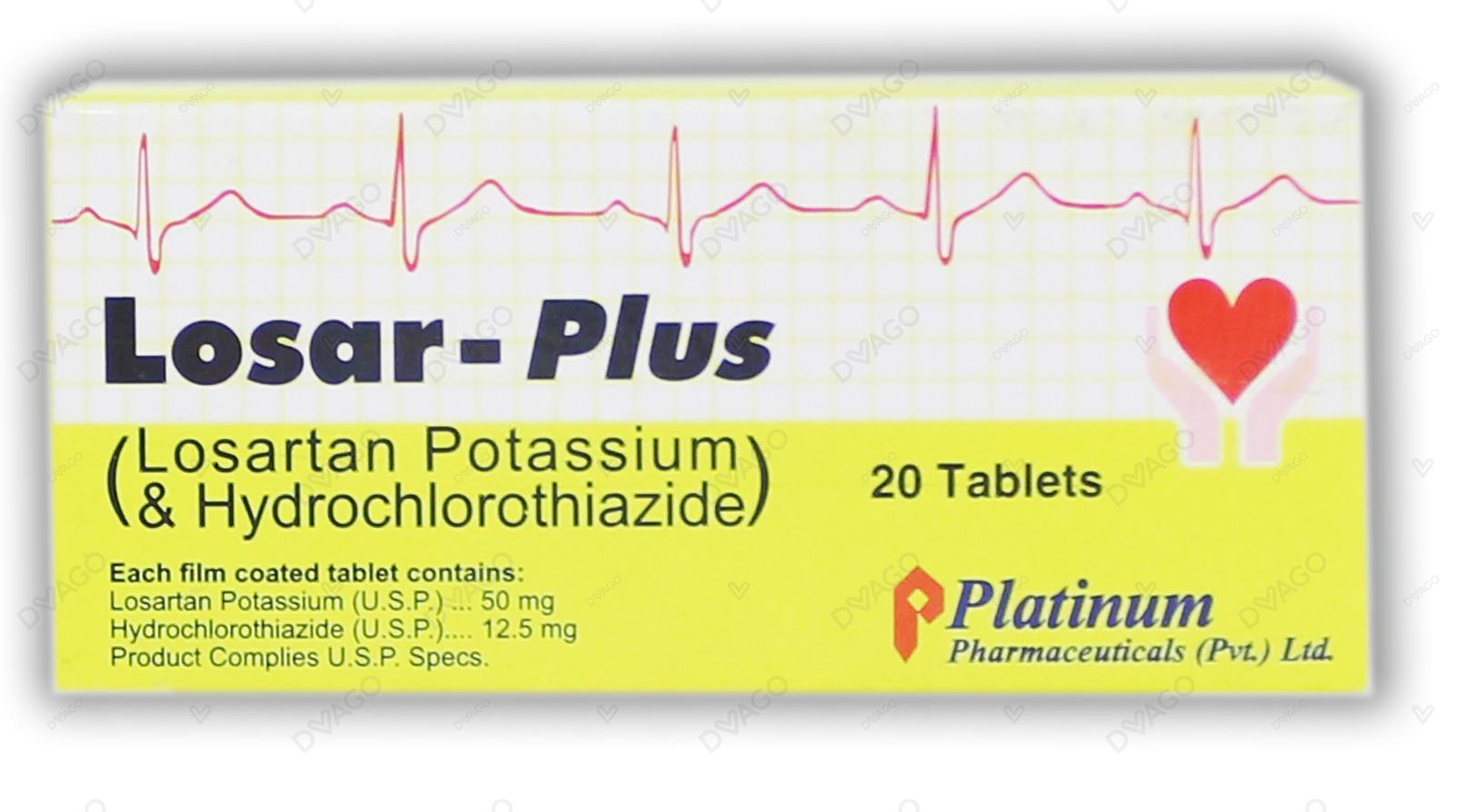 Losar Plus Tablets 50mg/12.5mg (1 Strip = 10 Tablets)
