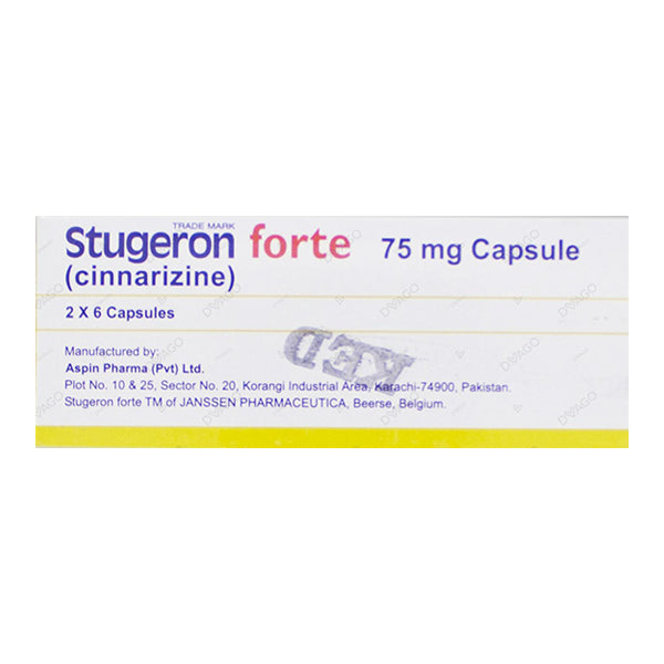 Stugeron Forte Capsules 75mg (1 Box = 2 Strips) (1 Strip = 6 Capsules)