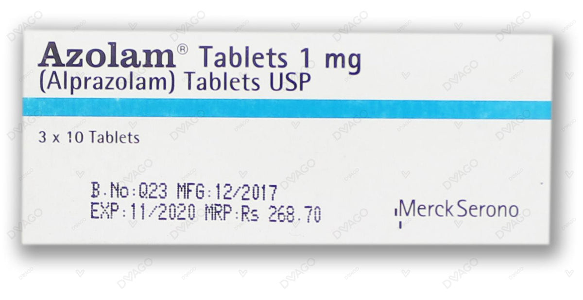 Azolam Tablets 1mg (1 Strip = 10 Tablets)