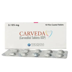 Carveda Tablets 3.125mg (1 Box = 1 Strip)(1 Strip = 10 Tablets)