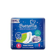 Butterfly Breathables Maxi Thick Sanitary Pads Extra Long 8 Pcs
