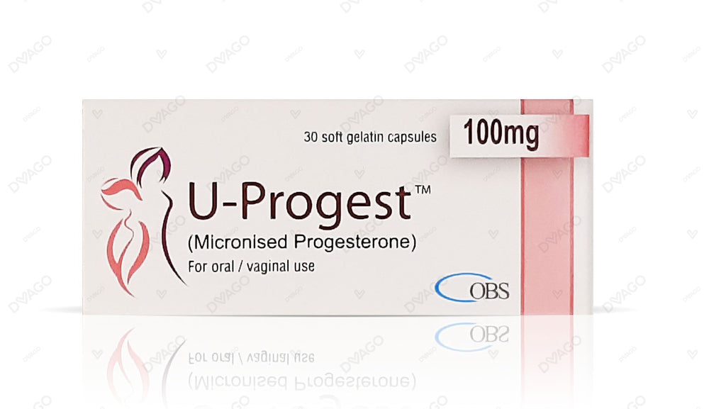 U-Progest Capsules 100mg (1 Box = 3 Strips) (1 Strip = 10 Capsules)