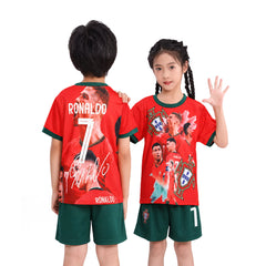 RONALDO 2PC FOOT-BALL JERSEY ORG/GRN IRS-26 2-3 YEAR 001 13-14 YEAR - MamasJan KidsWear