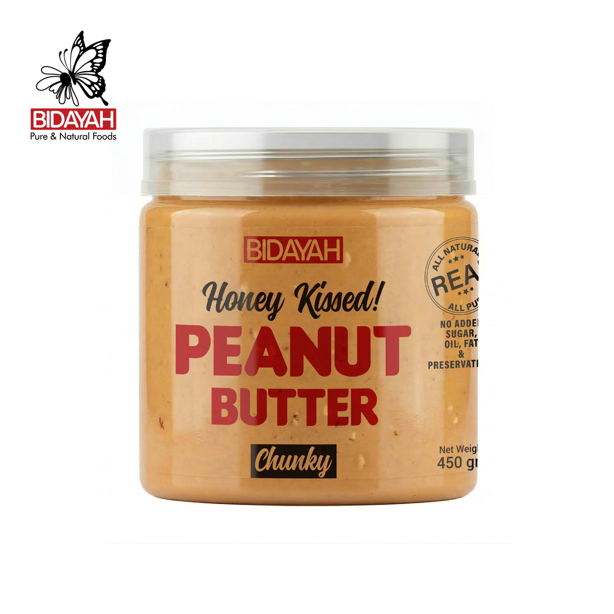 BIDAYAH PURE & NATURAL HONEY KISSED CHUNKY PEANUT BUTTER 450 GM Default Title - MamasJan GroceryFoods