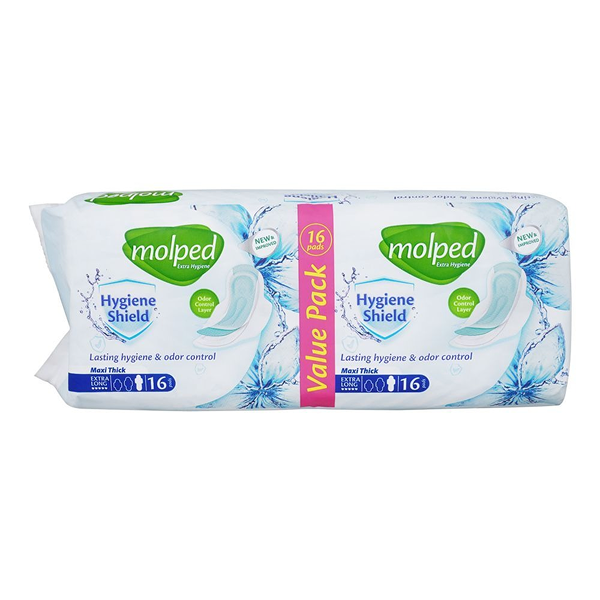 Molped Maxi Thick Extra Hygiene Shield Extra Long Pads 16Pcs