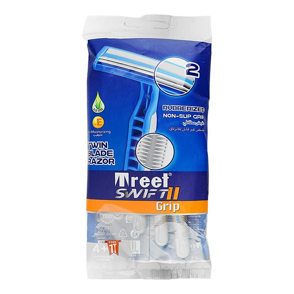 Treet Swift II Grip Twin Blade Disposable Razors 4+1 Pcs