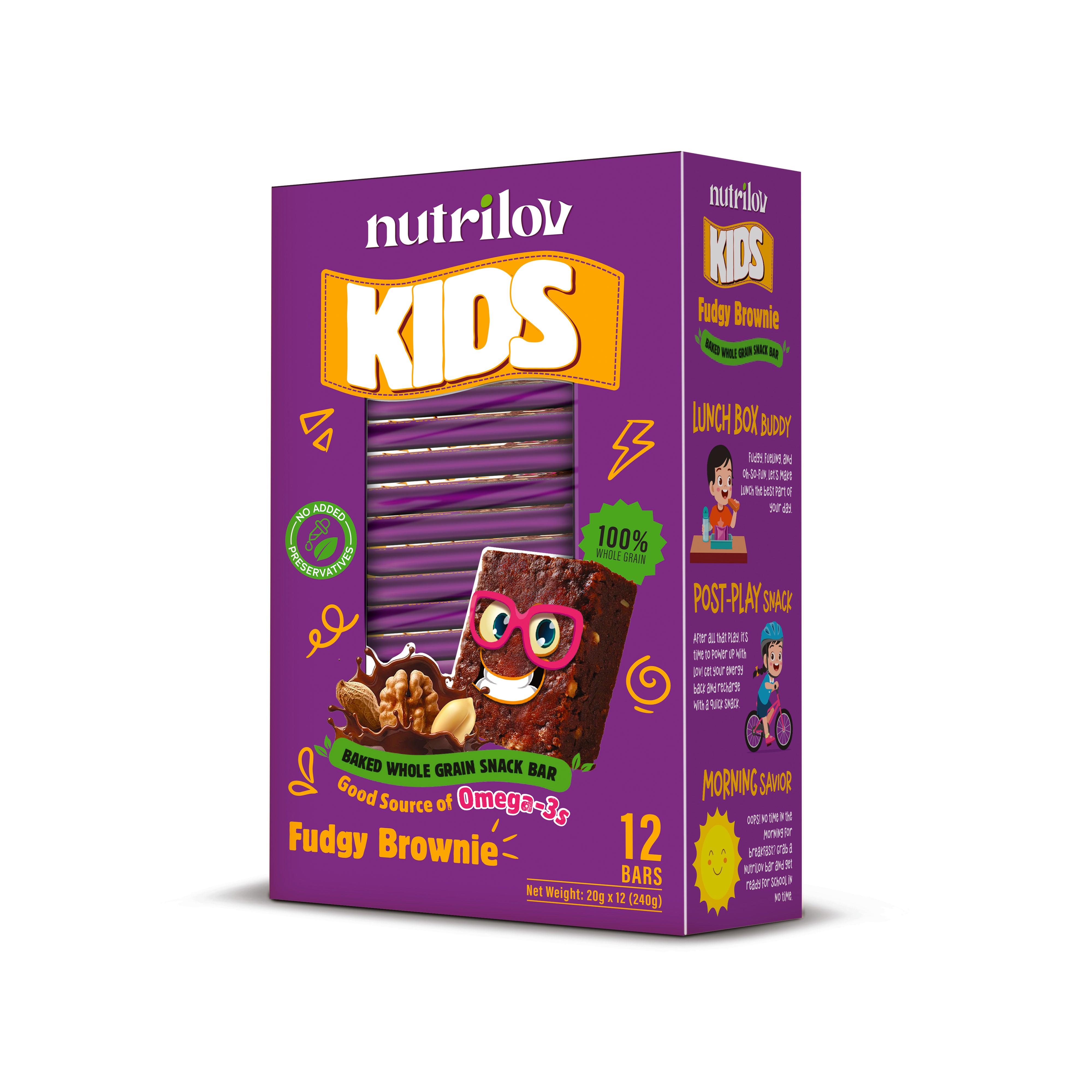 Nutrilov Kids Chocolate Fudgy Brownie Bars 20g (Box = 12Pcs)