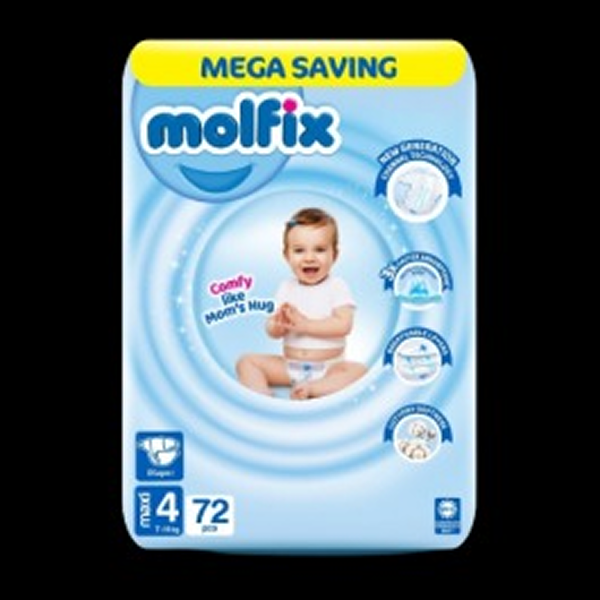 Molfix Baby Diapers CC UV Mega Pack size Maxi 72Pcs