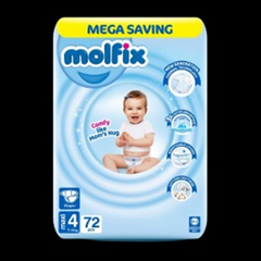 Molfix Baby Diapers CC UV Mega Pack size Maxi 72Pcs