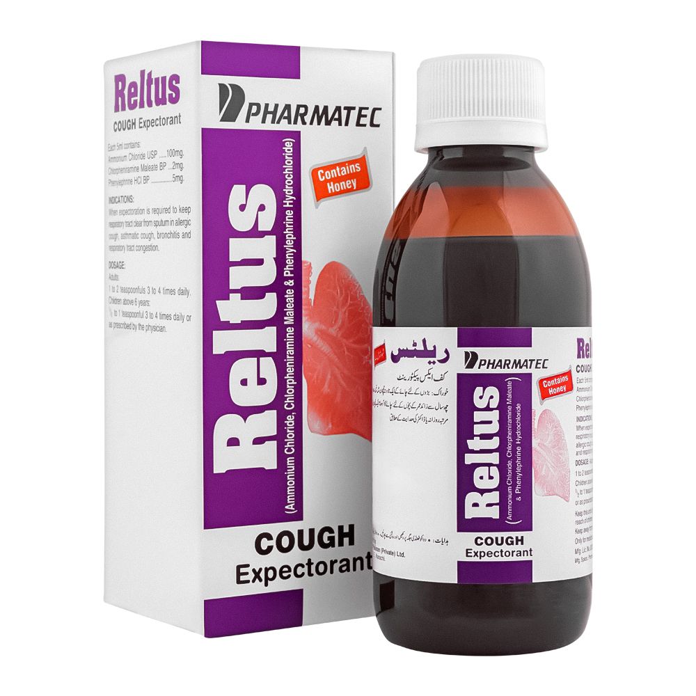 Pharmatec Reltus Cough Expectorant, 120ml product image - Mamasjan