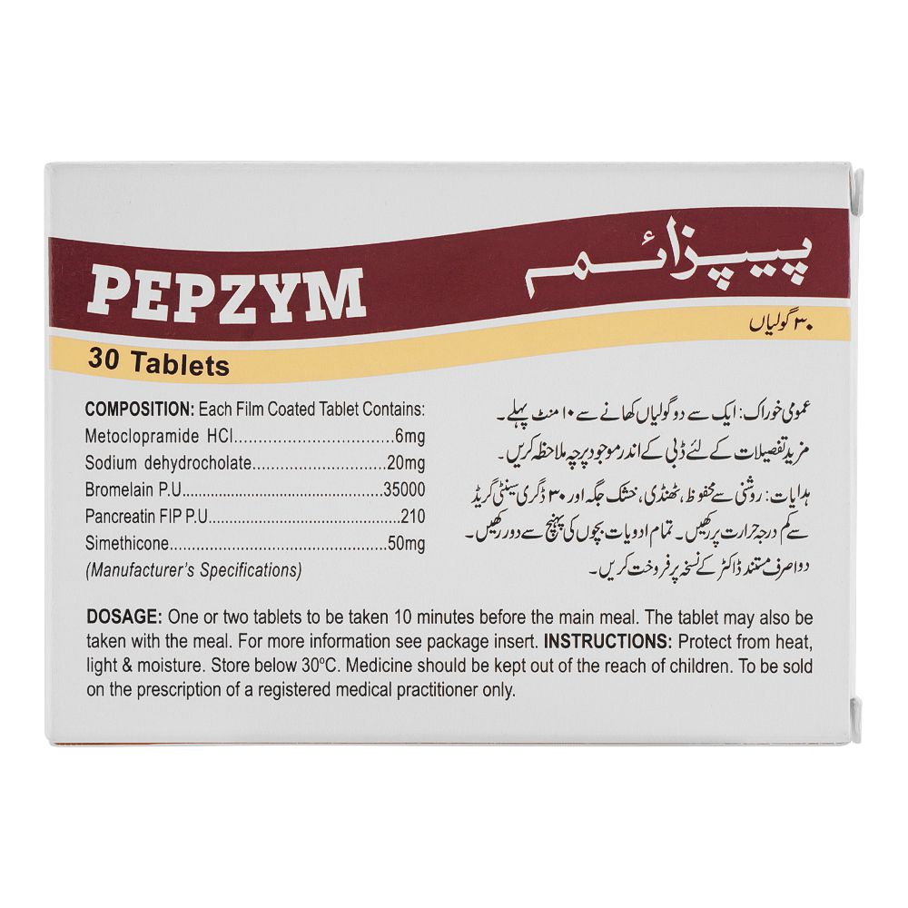 Shaigan Pharmaceuticals Pepzym Tablet, 20mg/50mg, 30-Pack product image 2 - Mamasjan