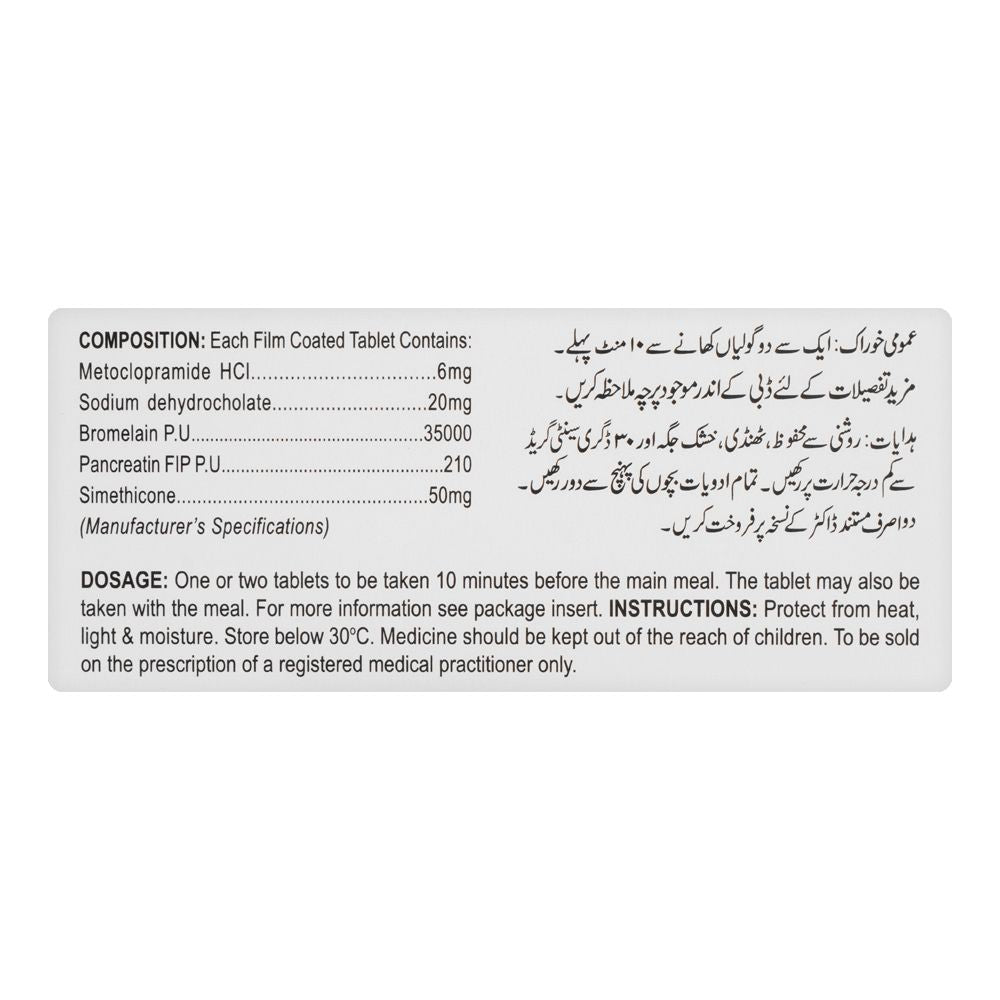 Shaigan Pharmaceuticals Pepzym Tablet, 20mg/50mg, 30-Pack product image 3 - Mamasjan