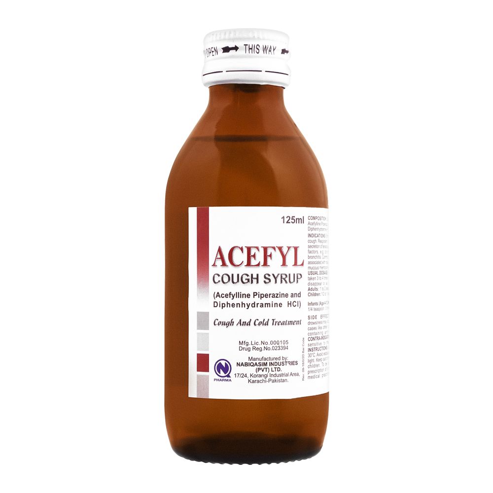 NabiQasim Acefyl Cough Syrup, 125ml product image - Mamasjan