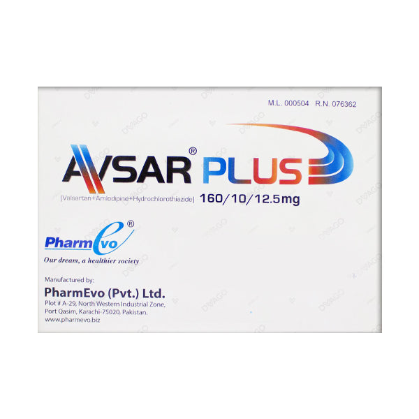 Avsar Plus Tablets 160mg/10mg/12.5mg (1 Strip = 7 Tablets)