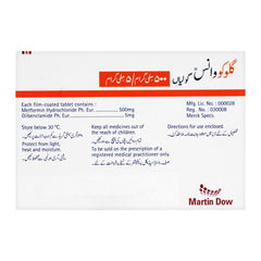 Martin Dow Glucovance Tablet, 500mg/5mg, 30-Pack product image 2 - Mamasjan