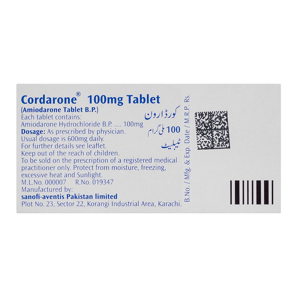 Cordarone Tablet, 100mg, 28-Pack product image 2 - Mamasjan