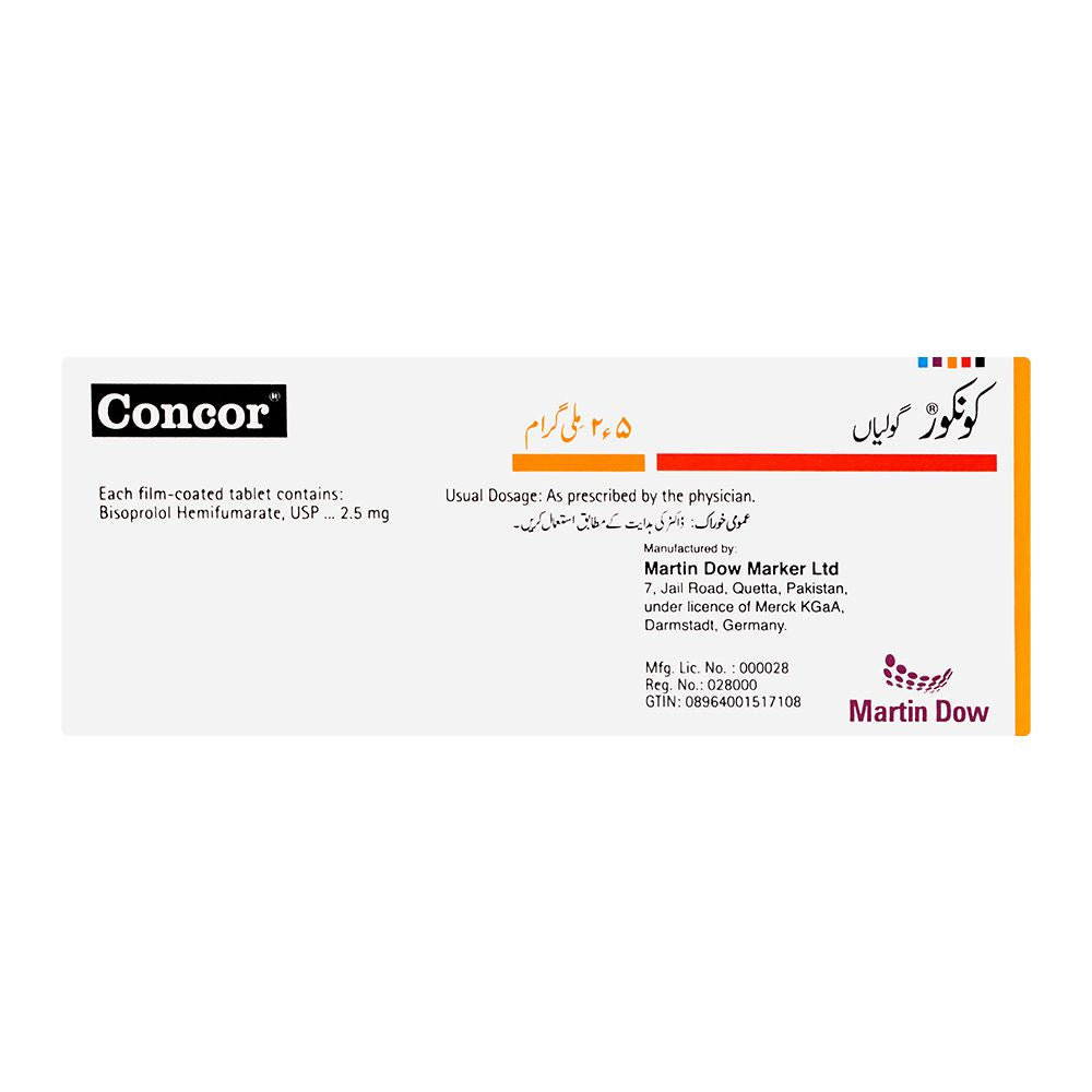 Martin Dow Concor Tablet, 2.5mg, 14-Pack product image 2 - Mamasjan