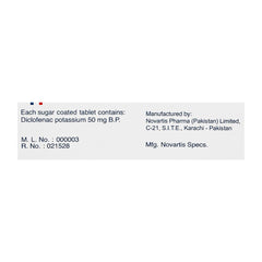 Novartis Pharmaceuticals Caflam Tablet, 50mg, 1-Strip product image 2 - Mamasjan
