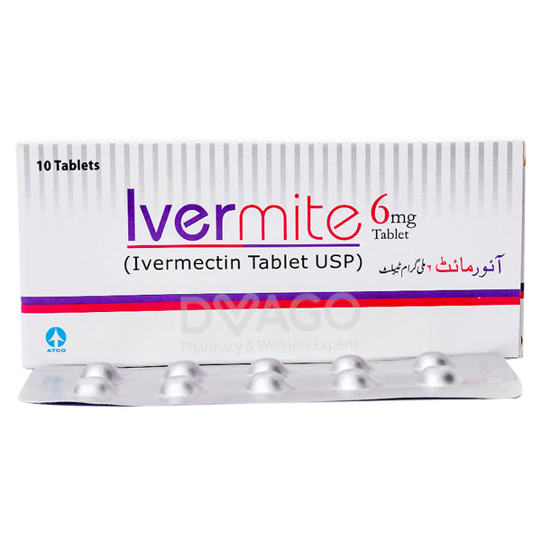 Ivermite Tablets 6mg (1 Box = 1 Strip)(1 Strip = 10 Tablets)