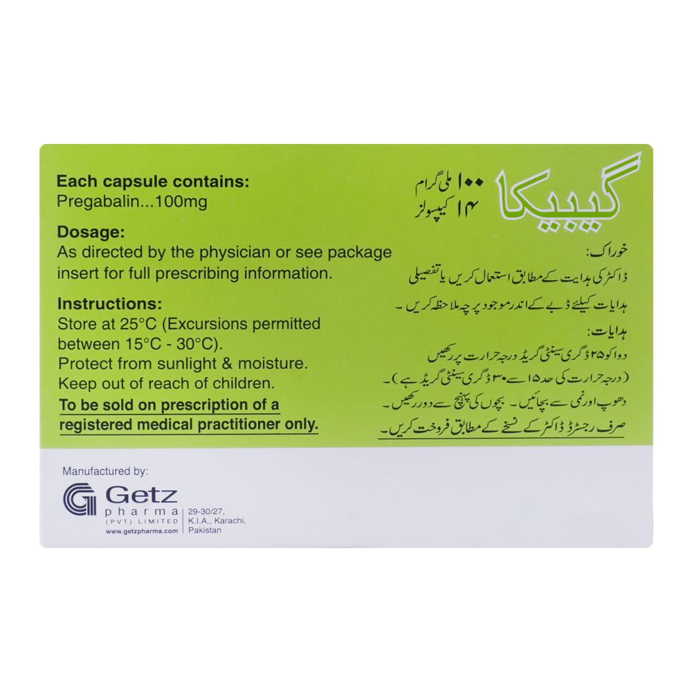 Getz Pharma Gabica Capsule, 100mg, 14-Pack product image 3 - Mamasjan