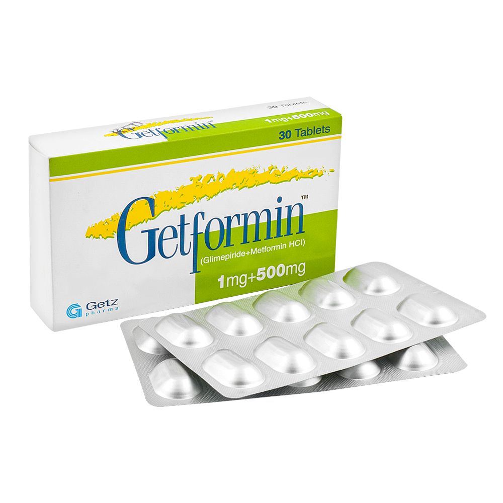 Getz Pharma Getformin Tablet, 1mg + 500mg, 30-Pack product image 2 - Mamasjan
