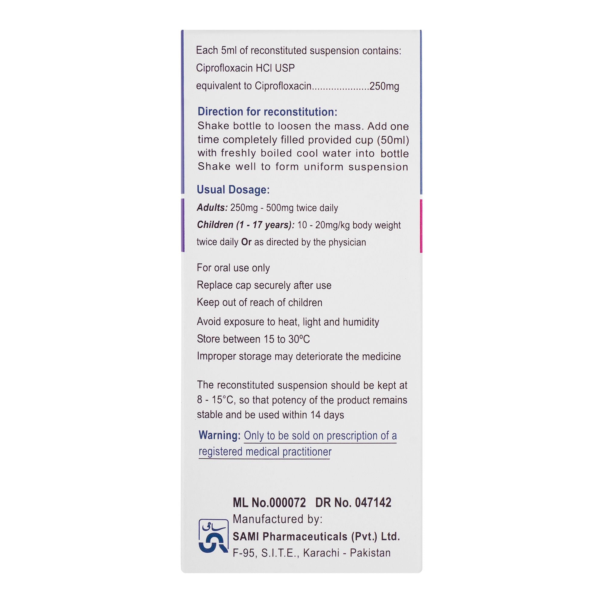 Sami Pharmaceuticals Novidat Dry Suspension, 250mg/5ml product image 3 - Mamasjan
