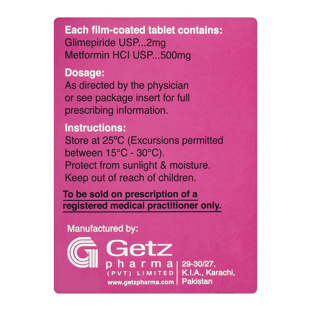 Getz Pharma Getformin Tablet, 2mg + 500mg, 30-Pack product image 5 - Mamasjan