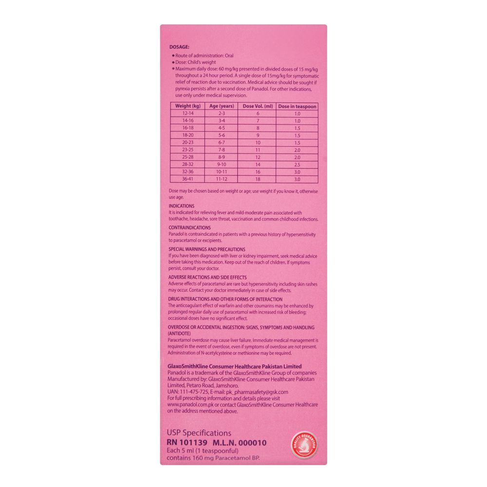 Haleon Children's Panadol Liquid, Sugar-Free, 120ml product image 5 - Mamasjan