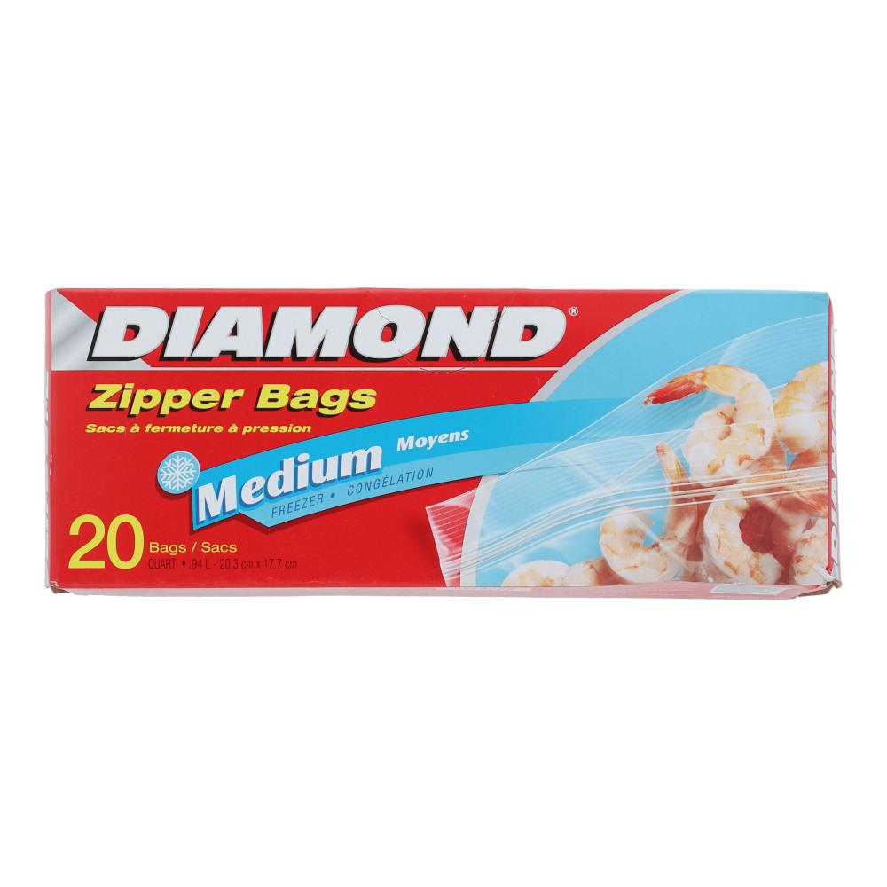 DIAMOND ZIPPER BAGS FREEZER MEDIUM 20CT PC Default Title - MamasJan Grocery Nonfood