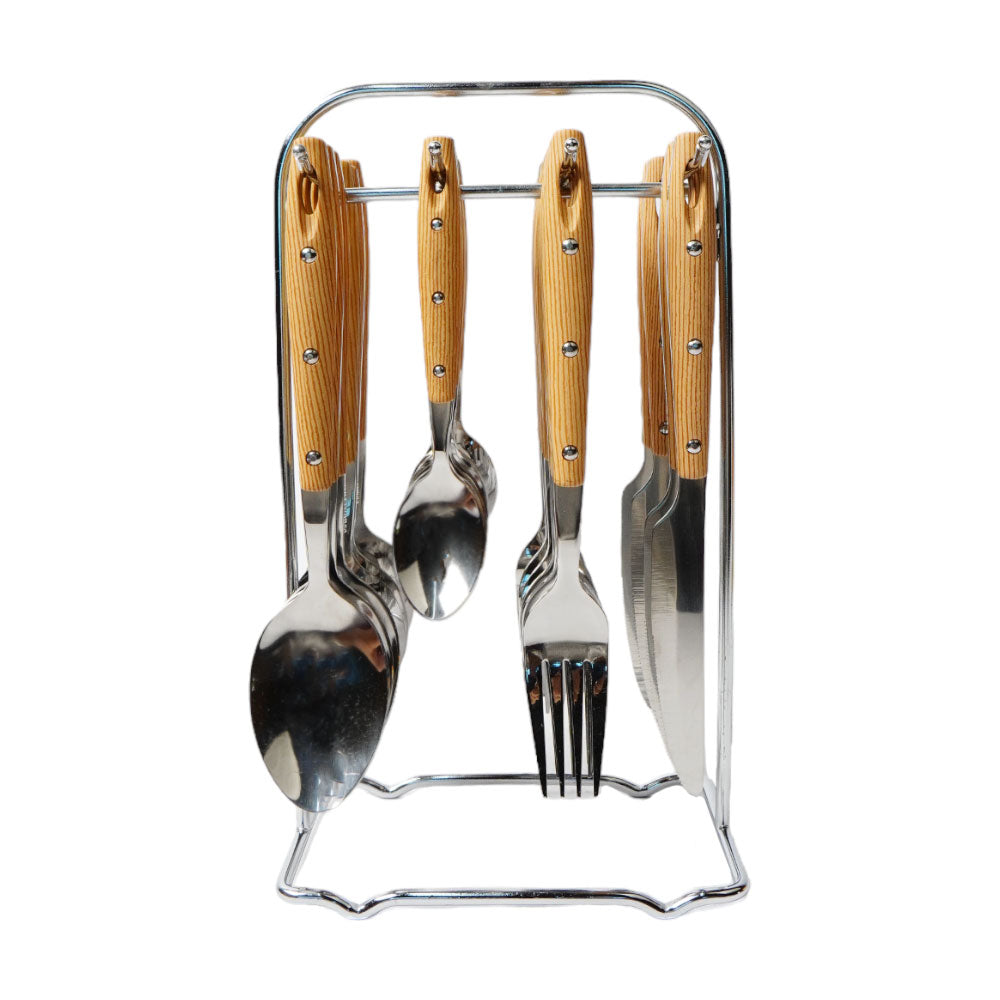 CUTLERY SET WOODEN 24PC 015WB004 Default Title - MamasJan Crockery