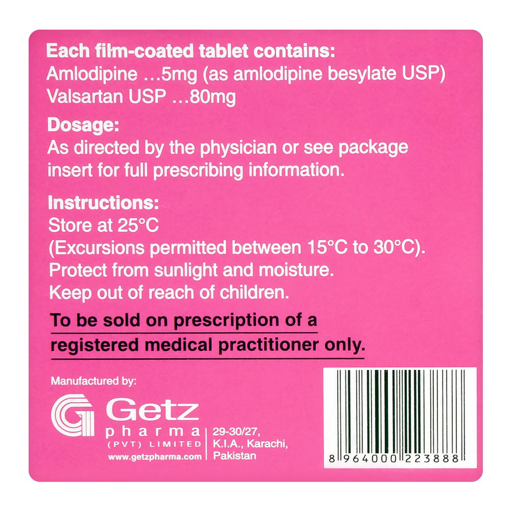 Getz Pharma Covam Tablet, 5mg + 80mg, 14-Pack product image 4 - Mamasjan