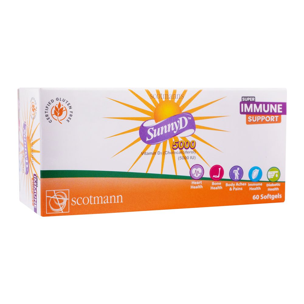 Scotmann Pharmaceuticals Sunny-D 5000 IU Soft Gels, 60-Pack product image - Mamasjan
