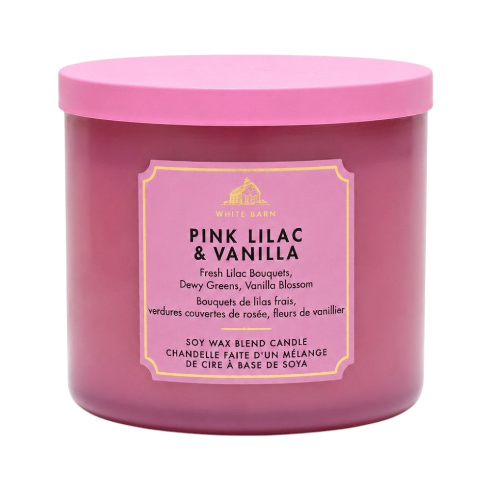 BATH & BODY WORKS PINK LILAC & VANILLA CANDLE 3 WICK 411 GM Default Title - MamasJan Makeup