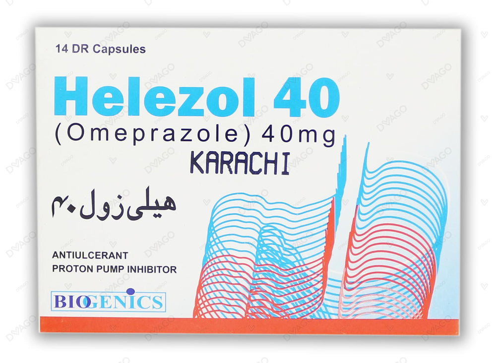 Helezol Capsules 40mg (1 Box = 2 Strips) (1 Strip = 7 Capsules)