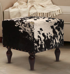 Natural Cowhide Ottoman Stool Default Title - MamasJan Furniture