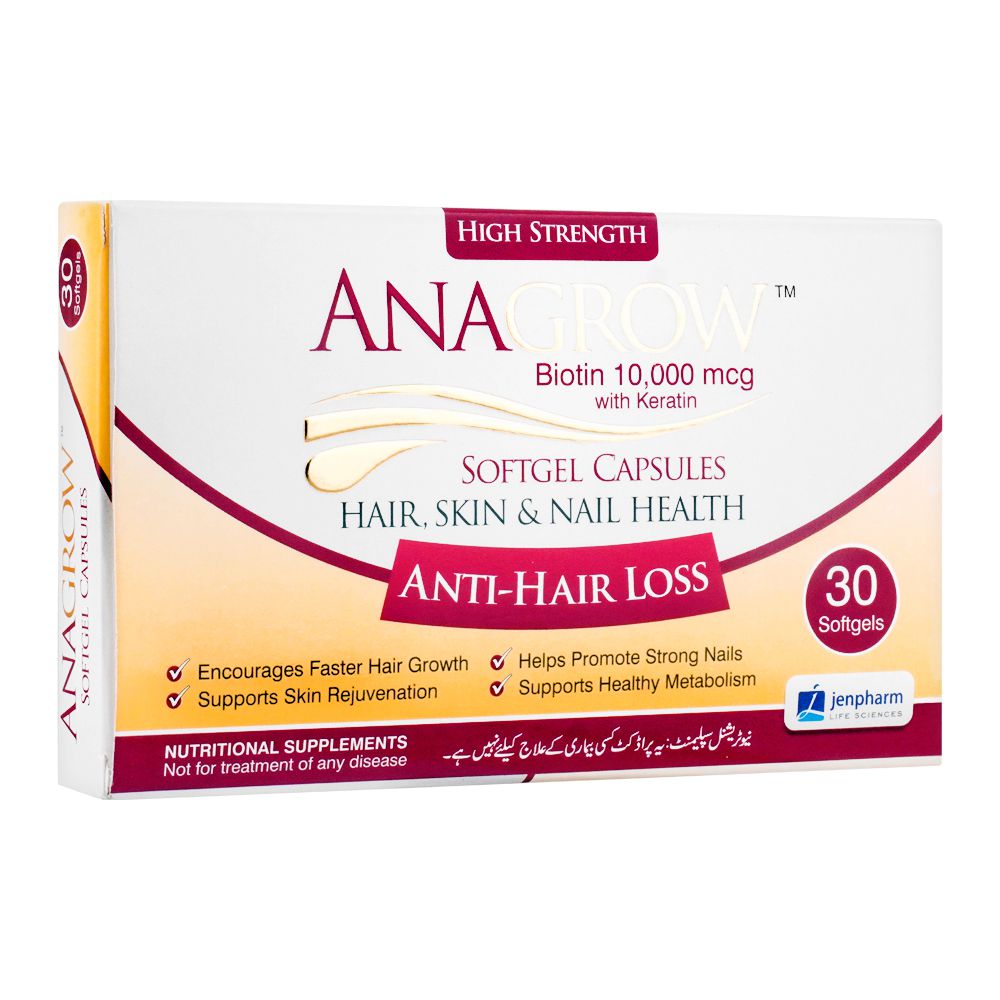 Jen Pharm Anagrow Biotin 10000mcg With Keratin, Soft Gel Capsules, 30-Pack product image 5 - Mamasjan