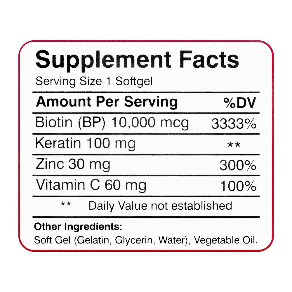 Jen Pharm Anagrow Biotin 10000mcg With Keratin, Soft Gel Capsules, 30-Pack product image 8 - Mamasjan