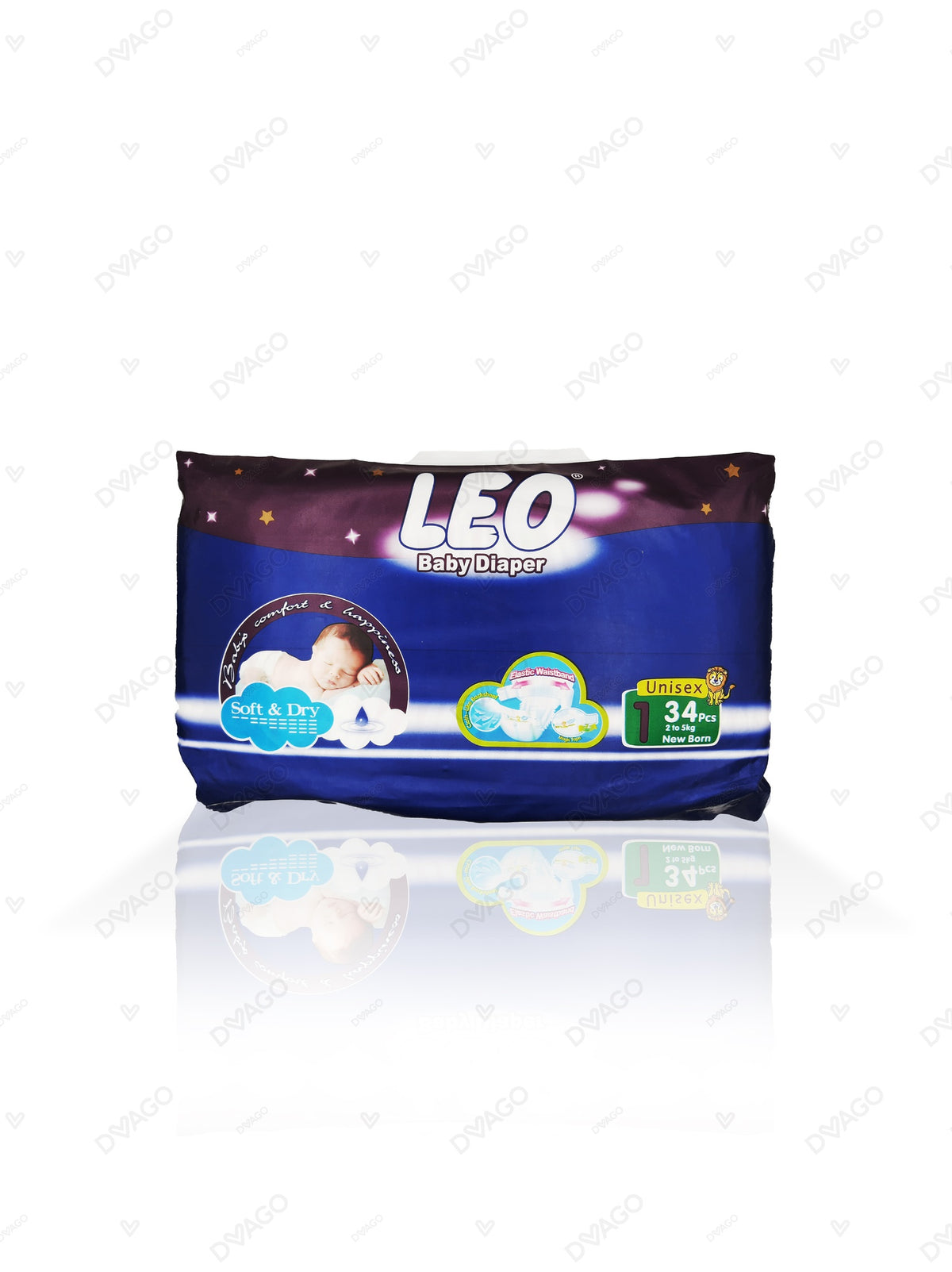 Leo Baby Diapers Regular Pack New Born Size 1 34Pcs