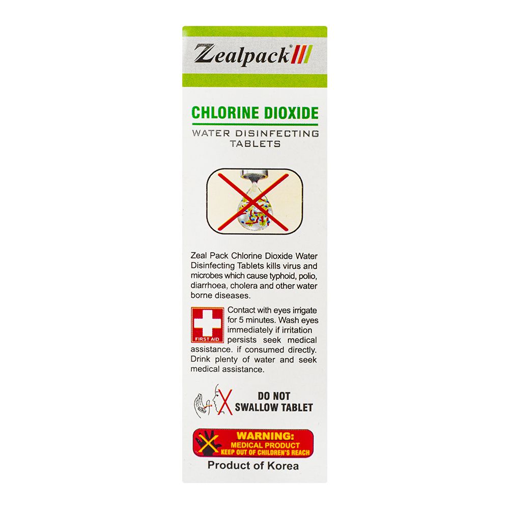Zeal Pack Chlorine Dioxide Water Disinfecting Tablet, 20mg Each, 4-Pack product image 2 - Mamasjan