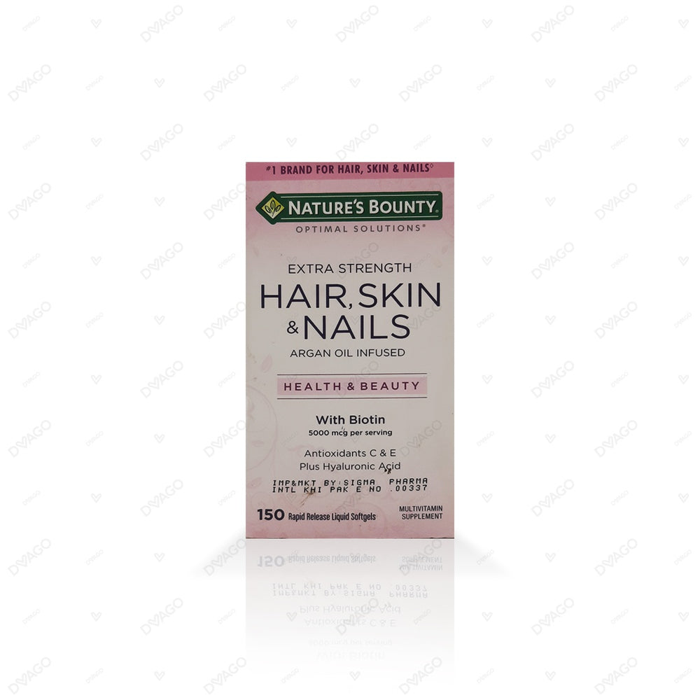Natures Bounty Hair, Skin & Nails Softgels 5000mcg  (1 Bottle = 150 Softgels)