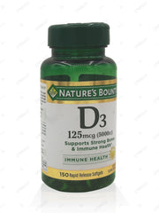 Natures Bounty Vitamin D3 Softgel Capsules 5000IU (1 Bottle = 150 Capsules)