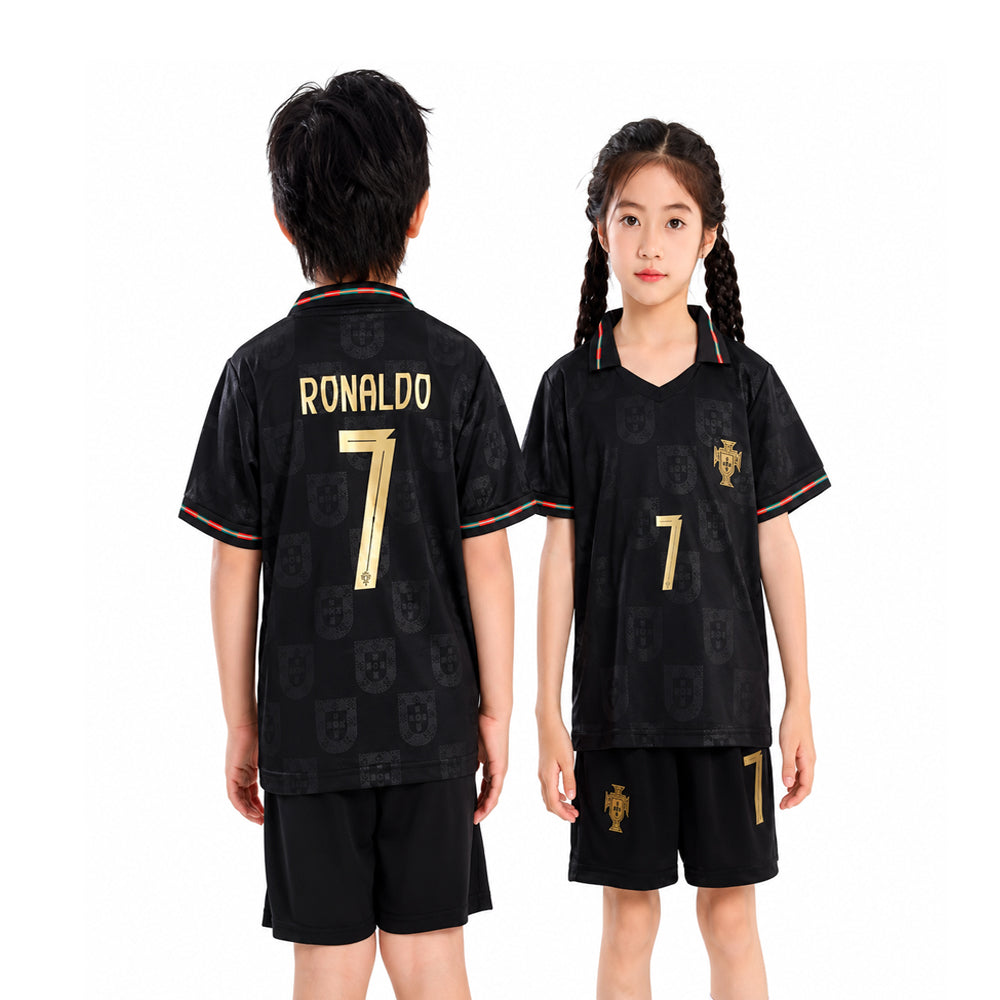 RONALDO 2PC FOOT-BALL JERSEY BLK/GLDN IRS-26 2-3 YEAR 014 13-14 YEAR - MamasJan KidsWear