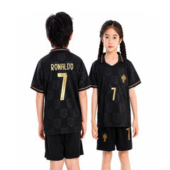 RONALDO 2PC FOOT-BALL JERSEY BLK/GLDN IRS-26 2-3 YEAR 014 13-14 YEAR - MamasJan KidsWear