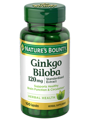 Natures Bounty Ginkgo Biloba Capsules 120mg (1 Bottle = 100 Capsules)