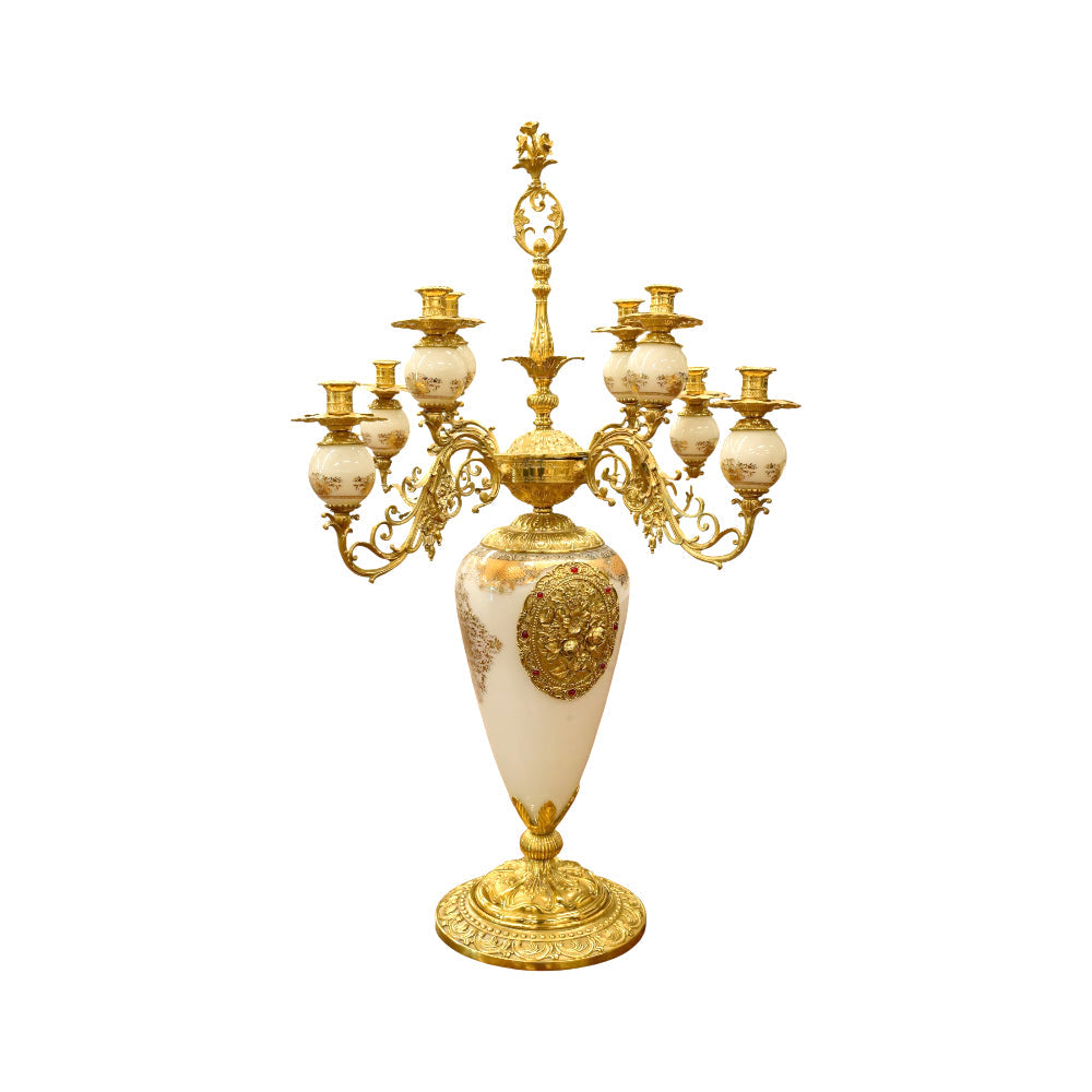 CANDLE STAND CRYSTAL BRASS XM02-1 J101-512-3-OY3 BASIC Default Title - MamasJan Decoration